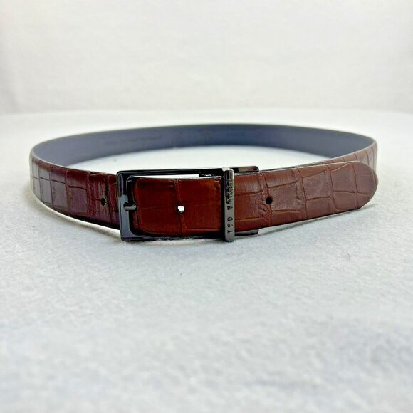 Ted Baker London Men's Leather Belt Brown Size 40 (101 cm) Made in Italy Texture - Picture 1 of 13